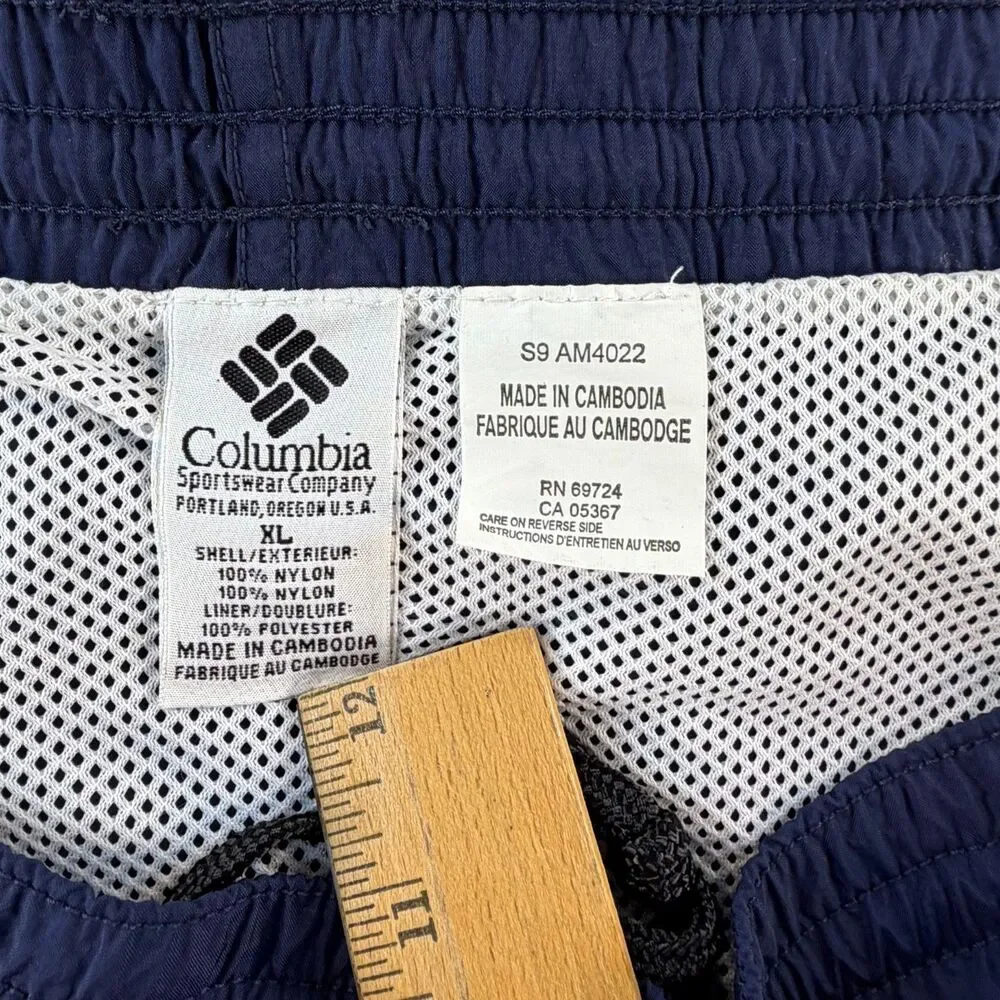 Columbia Swim Trunks Mens XL Navy Mesh Lined Nylon Shorts
